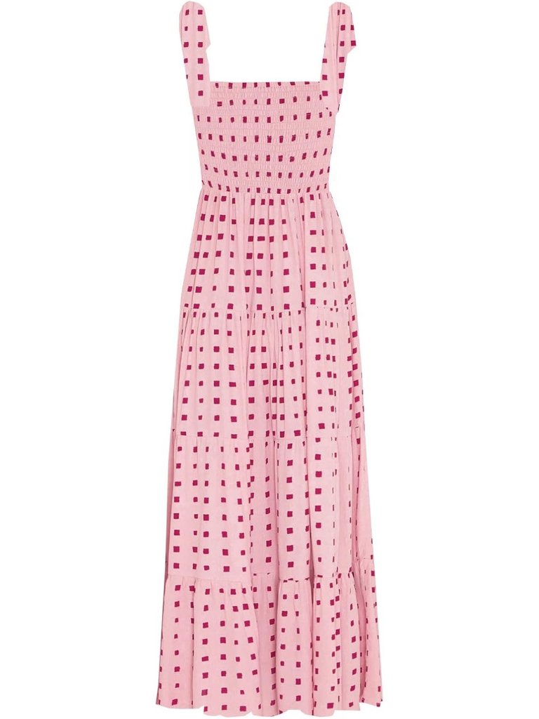 Women's Pink Sleeveless Square Neck Ruffle Casual Imported Maxi Dress